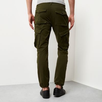 Green slim fit cargo trousers